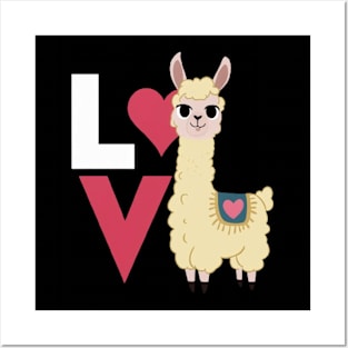 Llama love shirt funny cute llama tee T Posters and Art